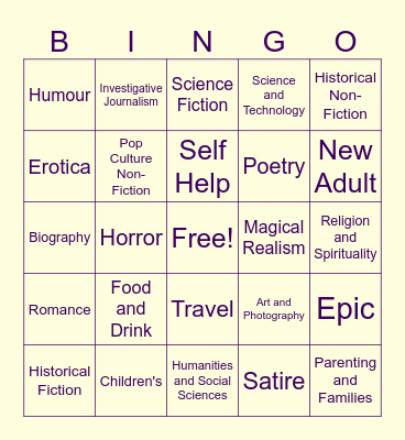 Book Club Bingo! Bingo Card