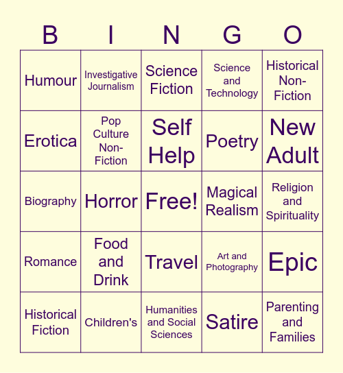 Book Club Bingo! Bingo Card
