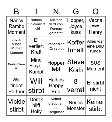 Stranger Things S5 Bingo Card