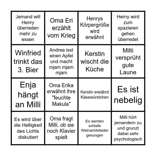 Weihnachten im Familienbetrieb Bingo Card