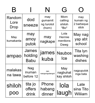 New Year Bingo Card