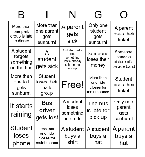 Universal Wampton Bingo Card