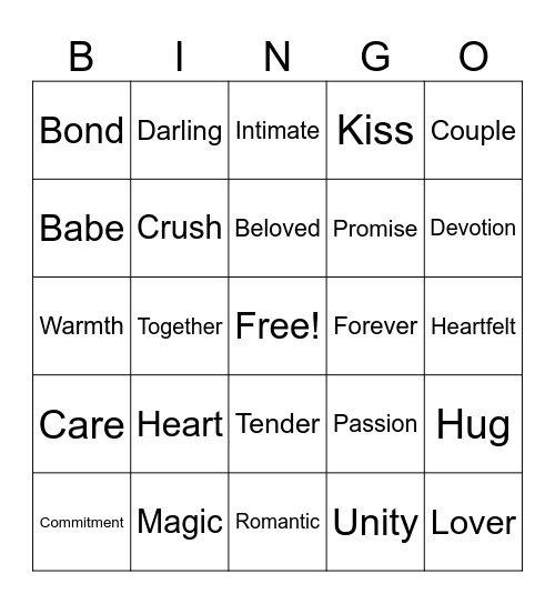 Valentines DAy Bingo Card