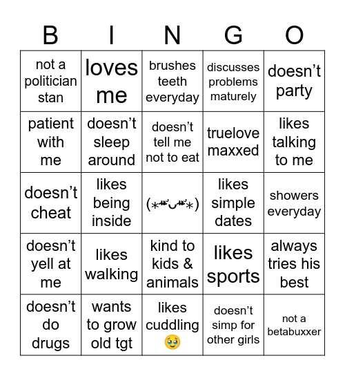 my type! Bingo Card