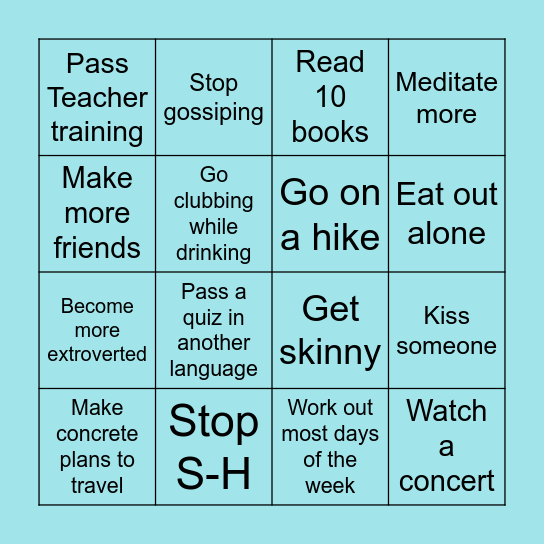 2026 Goals Bingo Card