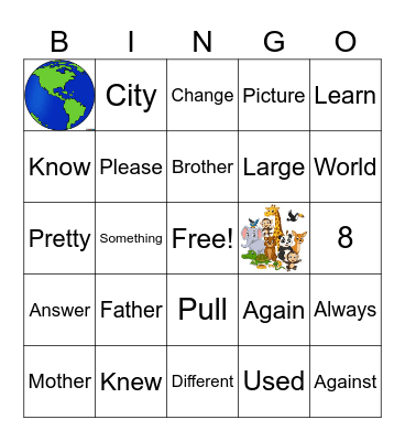 Ano's Sight Words Bingo Card