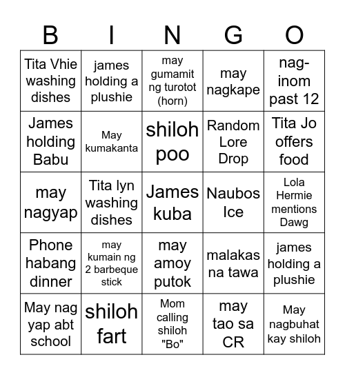 New Year Bingo Card