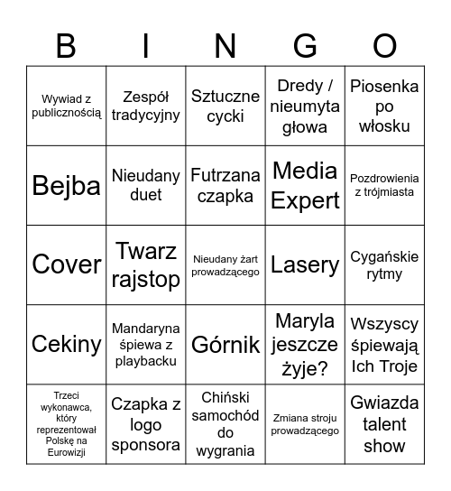 Sylwester 2026 Bingo Card