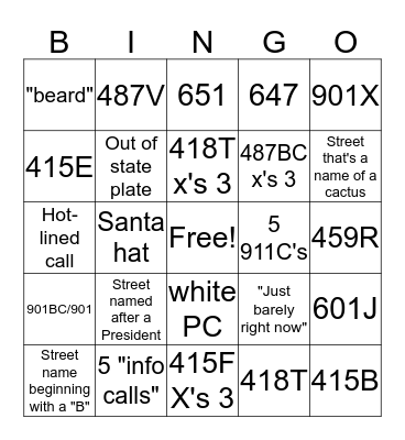 911 Bingo  Bingo Card