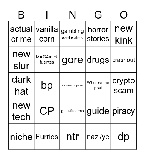 8chan Bingo Card