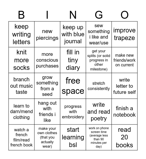 2026 bingo card! Bingo Card