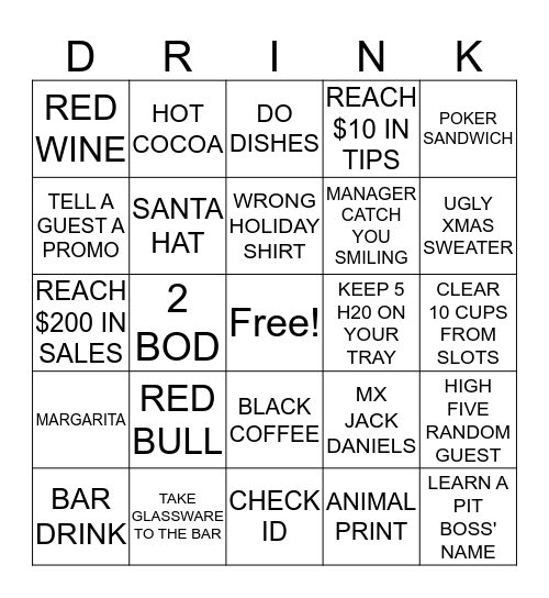 Merry Christmas! Bingo Card