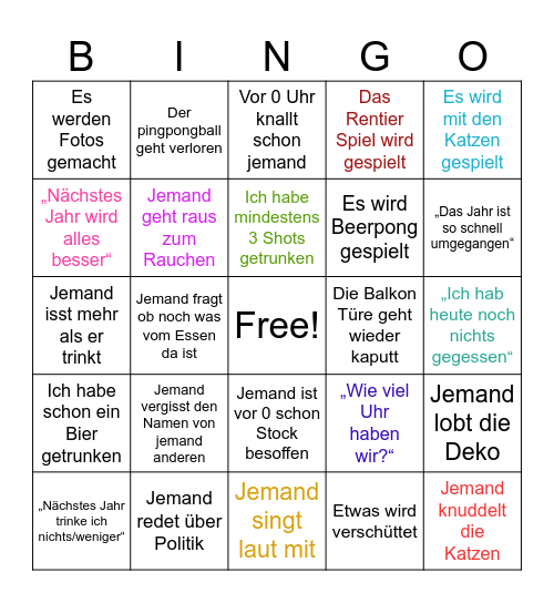 Silvester Bingo Card