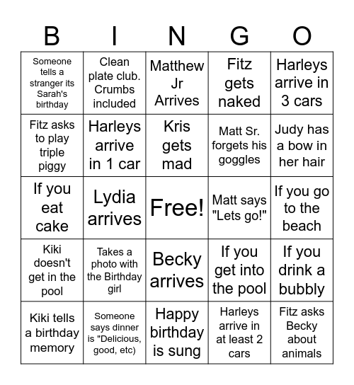 32nd Extravagamza Bingo Card