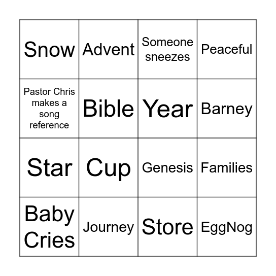 Dec 28th Bingo Card