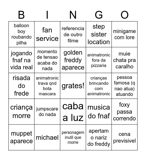 fenaf dois Bingo Card