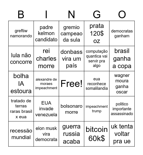 Bingo 2026 Bingo Card