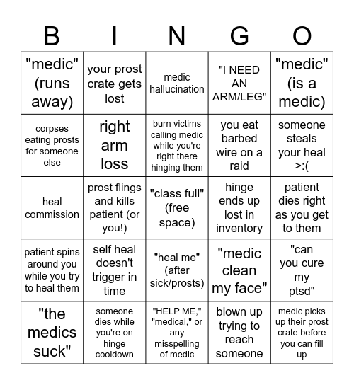 whizzbango: medic edition Bingo Card