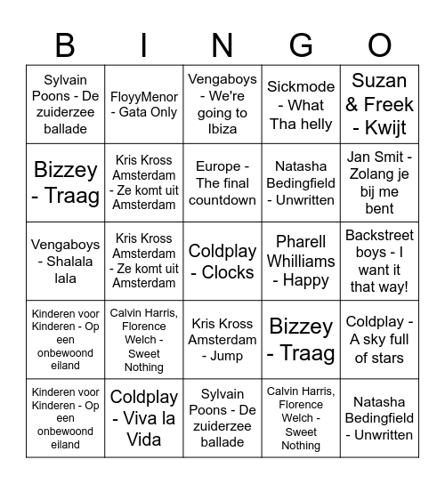 GROTE OUD OP NIEUW KWIZZ Bingo Card