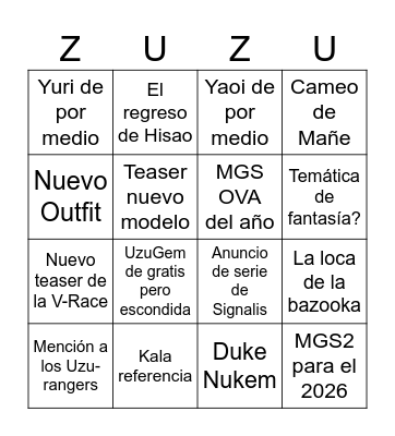 The Hail2U Show 7 Bingo Card