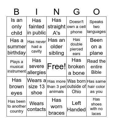 Did You Know? House Bingo Card