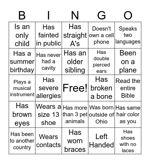 Did You Know? House Bingo Card