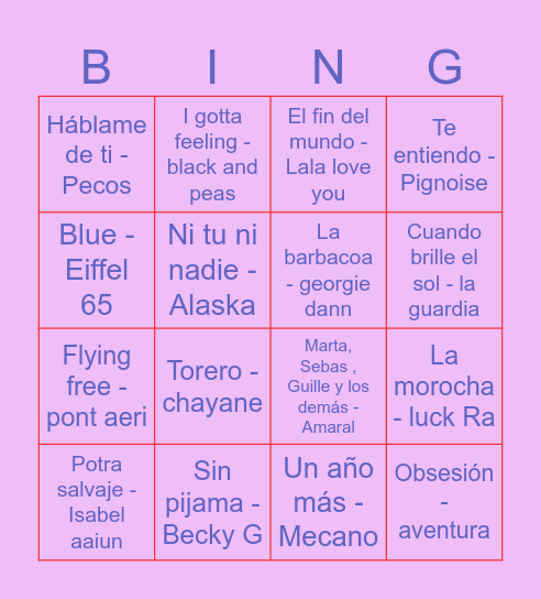 BINGO MUSICAL Bingo Card