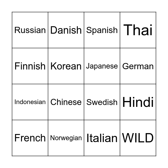 Movies Starting With .... Bingo Card