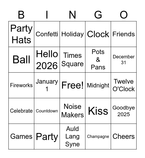 Happy New Year! Bingo Card