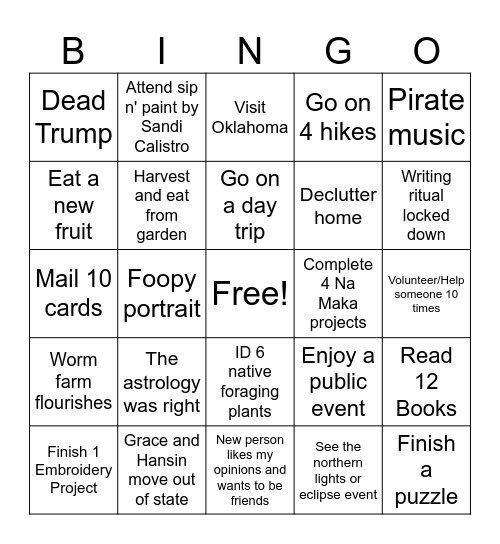 2026 Bingo Card