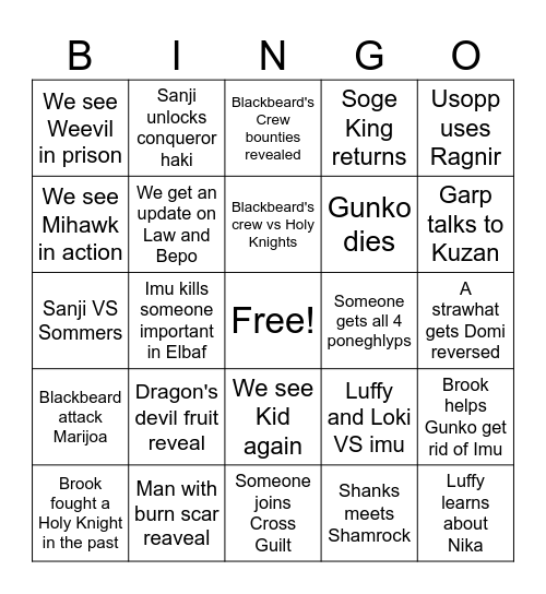 One Piece - 2026 BINGO Card