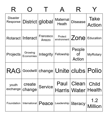 Rotary Lingo Bingo Card