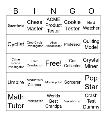 Retirement Bingo Card