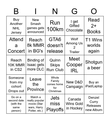 2026 BINGO CARD Bingo Card