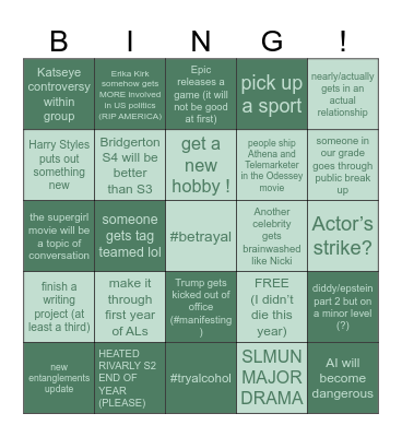 Bingo 2026 Bingo Card