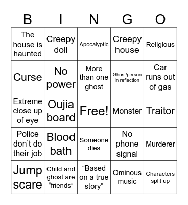 Horror bingo Card