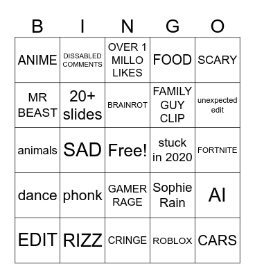 TikTok bingo 2025 Bingo Card