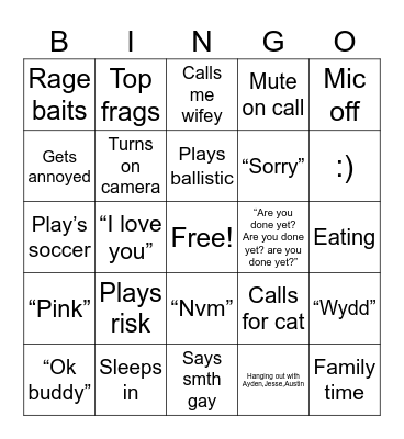 Joey bingo Card