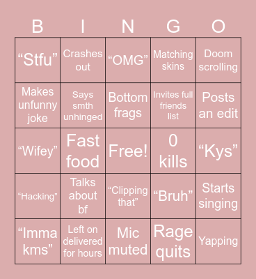 Pinks bingo Card