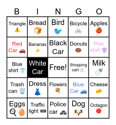 Grocery store walk Bingo Card