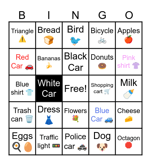 Grocery store walk Bingo Card