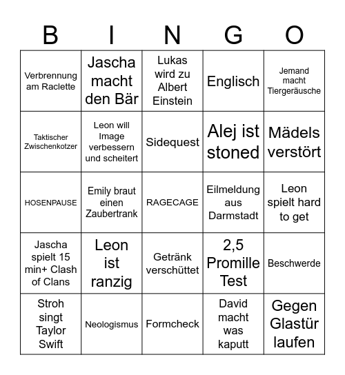 Silvester Bingo Card