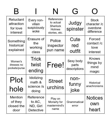 Missed Sherlock Bingo Card