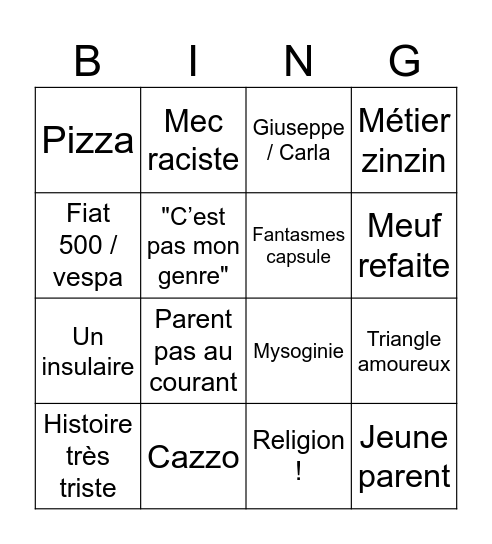 LIB Italie Bingo Card