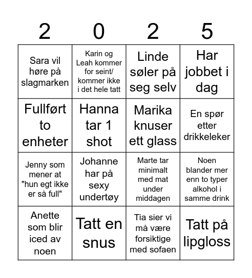 Nyttårs bingo Card