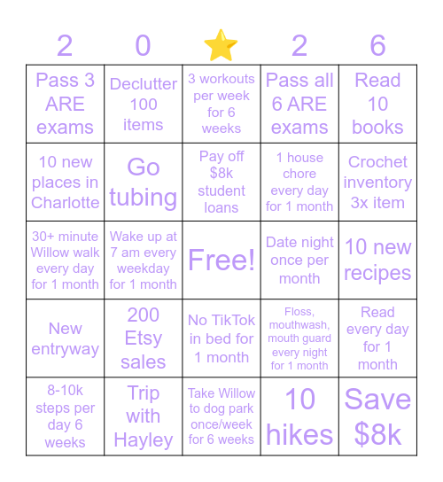 EMILY’S 2026 BINGO Card