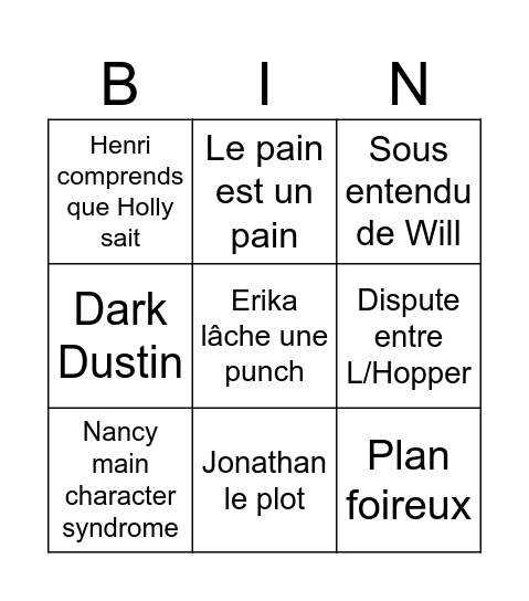 Stranger Things S5 Bingo Card