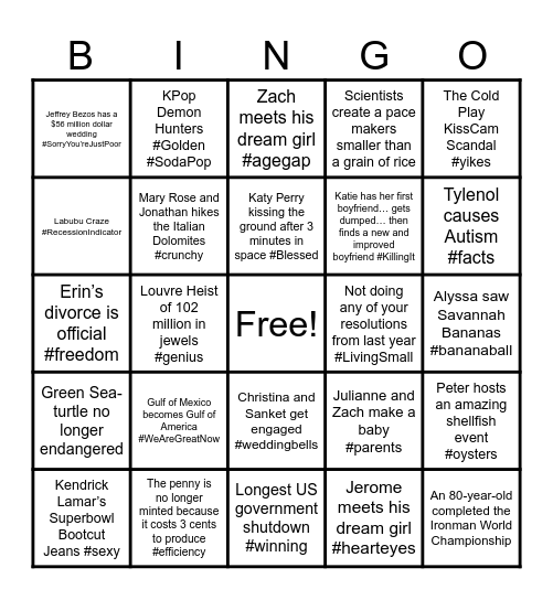 2025 Bingo Card
