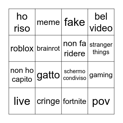 Youtube bingo Card