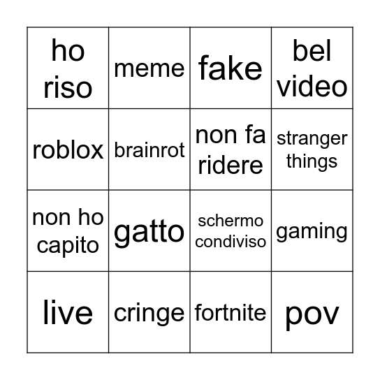Youtube bingo Card